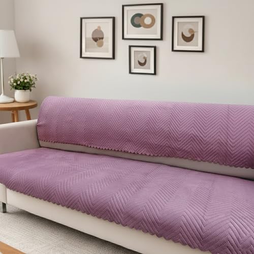 Image of Homerz Premium Velvet Sofa Cover Panel | Soft & Velvety Fabric | Rich Vibrant Colours | Sofa Protector for Living Room (Onion, 5 (3+1+1) Seater, Seat Cover with Backrest)