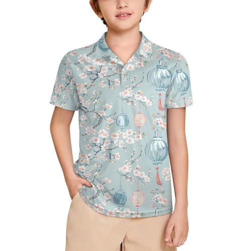 Boys' Classic Polo Shirts Short Sleeve Moisture-Wicking Golf & Tennis Shirts for Youth Teens Space Astronaut