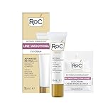 RoC Retinol Correxion Under Eye Cream for Dark Circles & Puffiness, Daily Wrinkle Cream, Anti Aging Line Smoothing Skin Care Treatment for Women and Men, with Retinol Eye Cream Packette