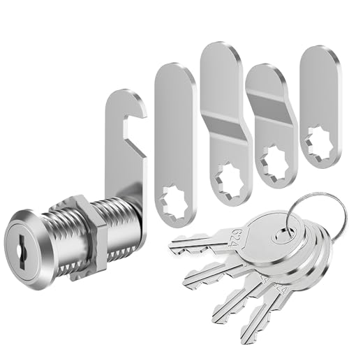 VOCIBO® Letterbox Lock, 4 Keys, Comes with 5 Different Lock Plates, 30 mm, Locker Lock, Diameter 18 mm, Drawer Lock