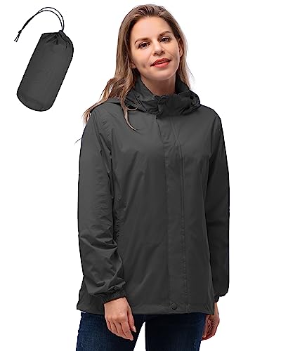 33,000ft Damen Wasserdichte Faltbar Regenjacke mit Kapuze, Leicht...