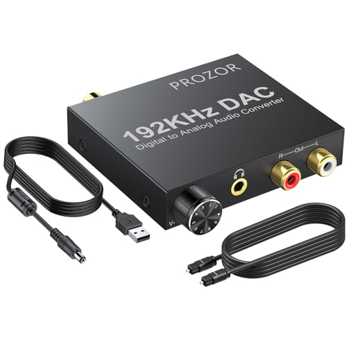 PROZOR Convertitore Audio Digitale Analogico 192kHz (Volume regolabile)