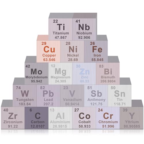 Gisafai MUL-GISAFAI-0517 20 Pcs Element Cube Set 0.39 Inches Periodic Table Of Elements Pure Tungsten Cube Molybdenum Titanium Copper Iron Niobium Tin Cobalt Suitable cover