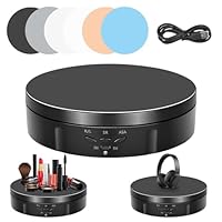 Elektrischer Drehteller, 14.6CM 360° Drehung & Wiederaufladbarer Elektrischer Drehbarer, 10KG Last Motorisierter Drehständer mit 5 Hintergrundtafeln zur Präsentation von Schmuck, Uhren (Schwarz)