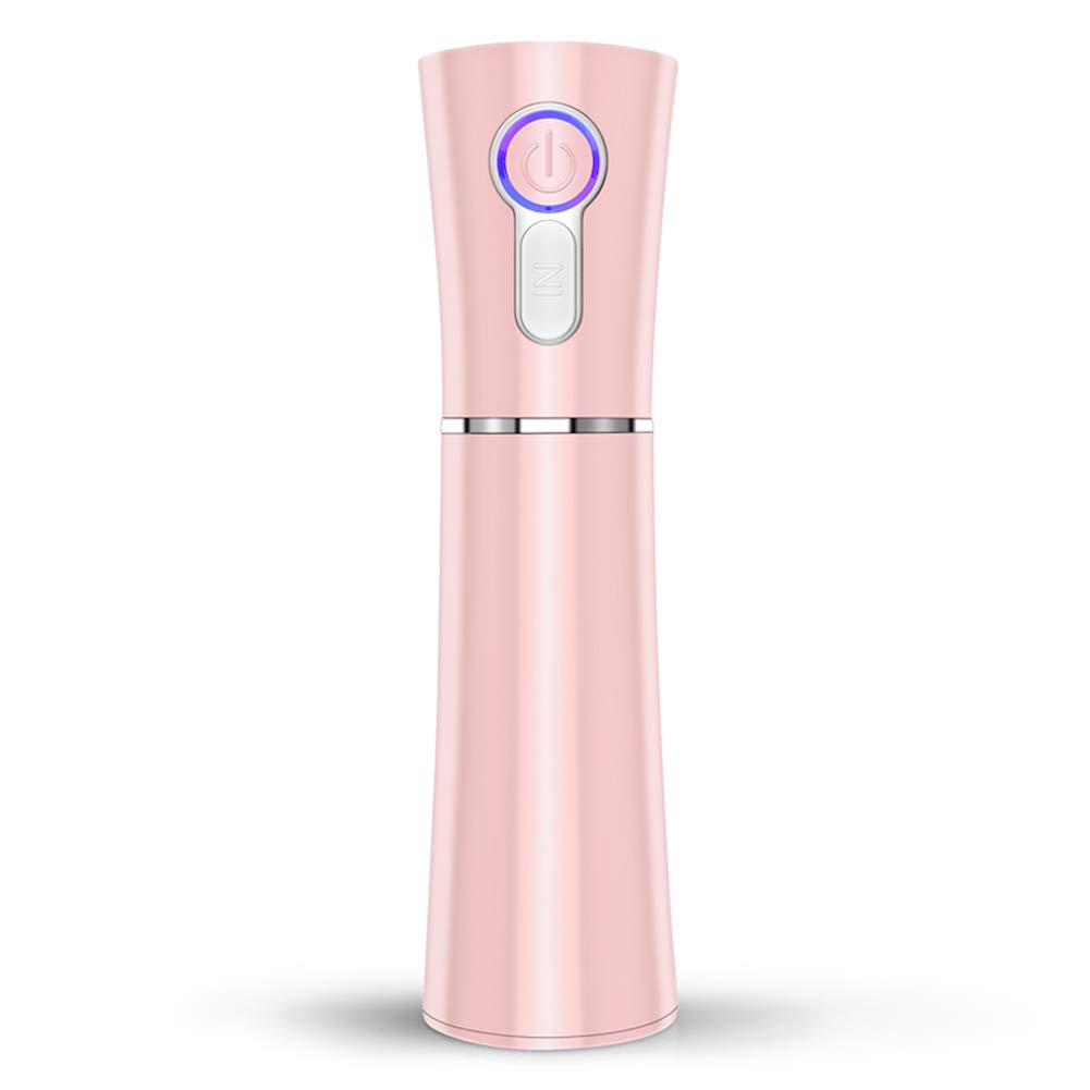 Nano Facial Mister, Mini handheld Moisturizing Mist Sprayer 40ml Big Water Tank Facial Steamer USB Rechargeable Facial Sprayer for Skin Care, Eyelash Extensions, Cool summer (Pink)
