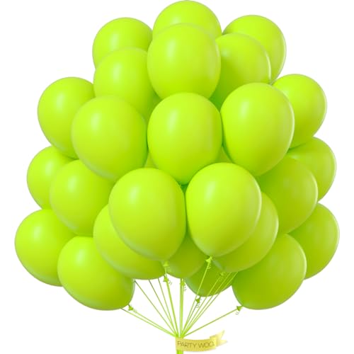Image of PartyWoo Lime Green Balloons 51 pcs 12 Inch Neon Yellowish Latex Helium Balloons for Graduation Halloween Safari Dinosaur Summer Weddings Baby Showers Birthday Party Decorations Green-Y6