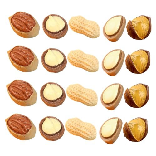Hohopeti 20pcs Simulated Nut Snack Toy Resin Craft Mini Food Decor Mini Nuts Decor Mini Peanut Nuts Model Decor Mini DIY Peanut Kit Nut Food Photo Prop Food for Play Kitchen Miniature Decor