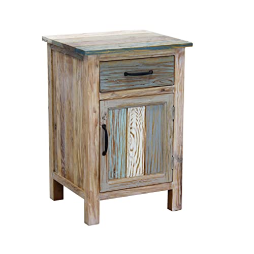 Mesita de noche con cajón y puerta de madera aglomerada, 45 x 40 x 68 cm, multicolor