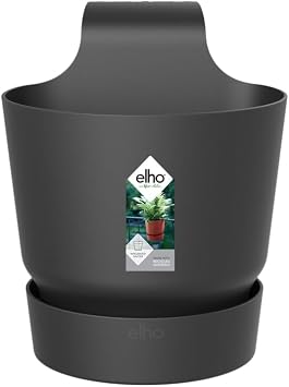 Elho Flower Pot, Plastic Regenerated Polypropylene, Living Black, 25,07 x H 23,73 cm