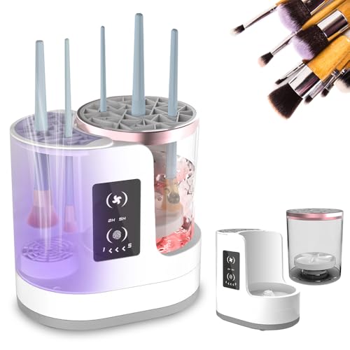 AVCXEC Limpiador de Brochas de Maquillaje Eléctrico, 3 en 1 Limpiador de Brochas de Maquillaje con Cable USB, Portátil, Multifuncional, Automático, Apto para la Mayoría de Tamaños