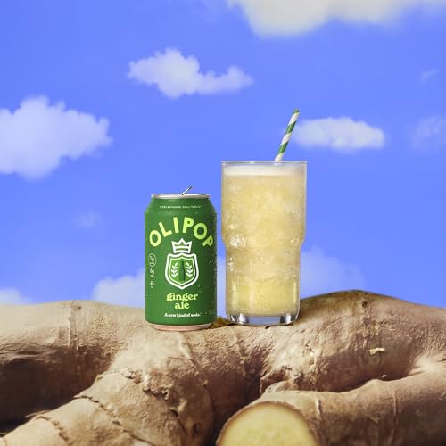 Image of OLIPOP Prebiotic Soda Pop, Ginger Ale, Pantry Pack Packed with Prebiotics, Fiber, and Botanicals, Gluten Free, GMO Free, 12oz (12-Cans) (Packaging May Vary)