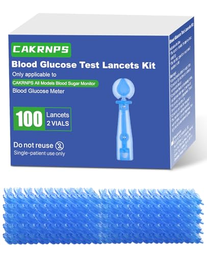 CAKRNPS Blood Glucose Test Strips, 100 lancets for Diabetes, Accurate, Auto Code, Compatible with All CAKRNPS Glucometer for Easy Blood Sugar Testing (No Monitor)