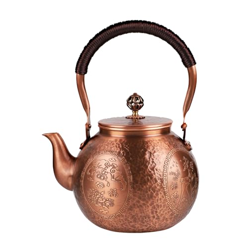 Copper Tea Kettle Teapot for Stovetop Handmade Solid Thick Hammered