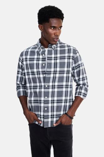 Image of SNITCH Men Casual Shirt | Regular Fit Full Sleeve Button-Down Collar Buffalo Check Pattern | Premium Cotton Blend & Breathable Fabric Outings