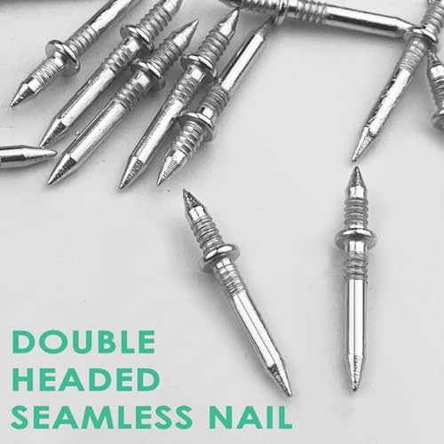 Baxcdyswe 300 Stück Nahtloser Nagel mit Doppelköpfigem Sockelfaden, Stahlnägel, Betonnägel, Ziernägel Nägel für Betonwände, Sockelleisten Invisible Safety Screws, mit Nagelspezifischen Hülsenwerkzeug