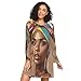 ALAZA Fashion African American Woman Moo Moos for Women Moomoo Nightgown House Dresses Mumu Long Sleeve Sleep Shirt Multicolor