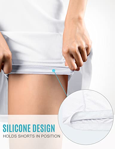 Iuga Pleated Tennis Skirt For Women Athletic Golf Skorts With Pockets High-Waisted Mini Skirt Built-In Shorts Womens Skirts Running Workout(Large, White) #TOP2