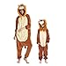DEBAIJIA Adulto Unisex Pijamas Animal Ropa de Dormir Novedad y Navidad Disfraces Pijama para Niños Juguetes y Juegos Oscuro de Dibujos Animados de Franela León Marrón - 155
