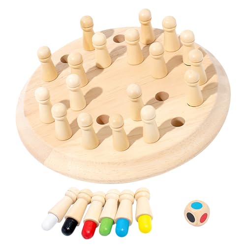 Gedächtnis Schach Lernspielzeug Montessori Spielzeug ab 4 Jahre Montessori Brettspiel aus Holz Kinderspiele für Verbessert das Gedächtnis und die Farbwahrnehmung