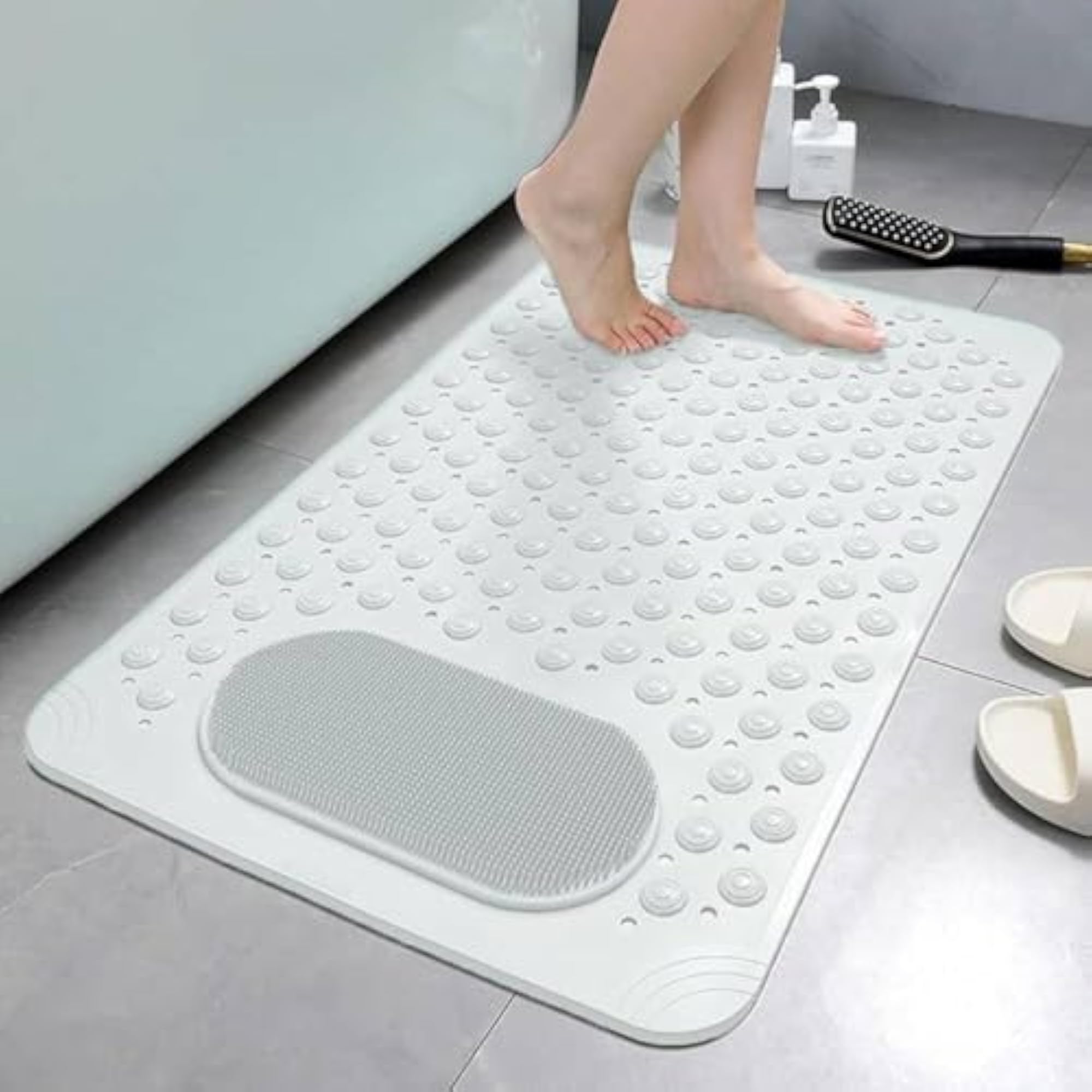 Anti-Skid Shower Mat with Foot Scrubber
