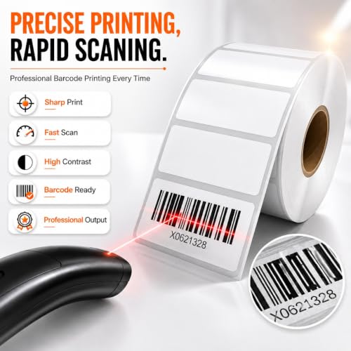 Image of Shreyans Direct Thermal Labels (Pack of 10, 38mm x 25mm - 500 Labels /Roll) - Non Tearable, Scratch Free, Water Proof & Non Fade Stickers with Permanent Marking - 9000 Labels
