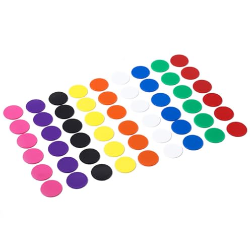 FSSTUD 100 Stück 25 mm kleine Lernzähler, Mathematikzähler, Platten, blanko, Kunststoff, Pokerchips, Spielchips, Marker, Mathematik, Klassenzimmer, Zubehör für Kinder und Erwachsene, Rot
