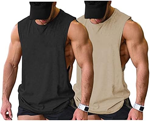 COOFANDY Men 2 Pack Gym Tank Tops Athletic Workout Fitness Bodybuilding T Shirts