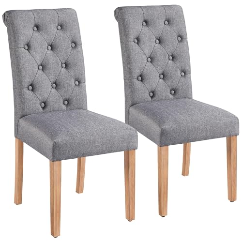 Yaheetech Dining Chairs Set of 2 Fabric Upholstered Dining Room Chairs with Button Tufted High Back...