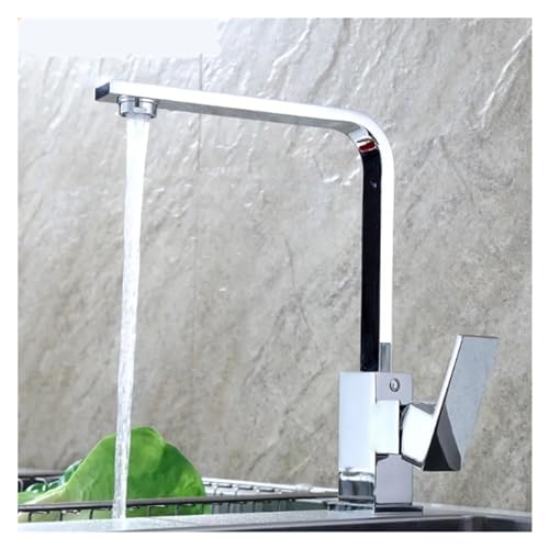 Robinet de cuisine carré mitigeur pour évier en laiton chromé - 3