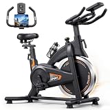 CURSOR FITNESS Exercise Bike, Stationary Bikes for Home Black Sliver | Indoor Cycling Low Noise Bike for Home with Exclusive App, Spin Workout Bike with Tablet Mount, 300 lb Weight Capacity