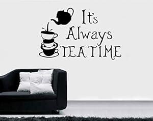 Asmi collection Vinyl Tea Time Wall Sticker, 90 x 60 cm, Black (AO073-1)