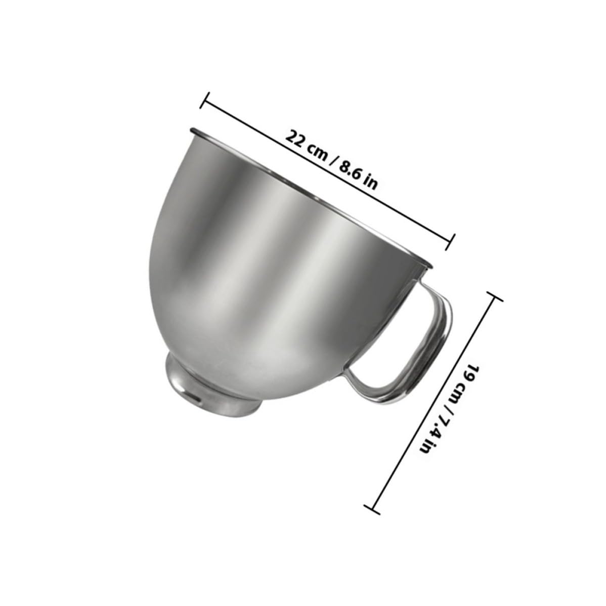 SHINEOFI Edelstahl Rührschüssel 5l Silber Flacher Boden mit Griff Kompatibel mit Standmixern zum Einfachen Mischen und Ausgießen