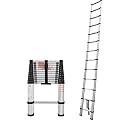 Aluminum Telescoping Ladder 16.4FT, Collapsible Extension Ladder with Locking Mechanism, Portable Telescopic RV Ladder, Compact Ladder for Home Or Outdoor Work, Heavy Duty 330lbs Capacity