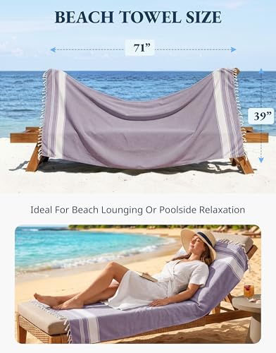 image for LANE LINEN Beach Towel 2 Pack - Pool Towel Oversized, Pre-Washed Extra