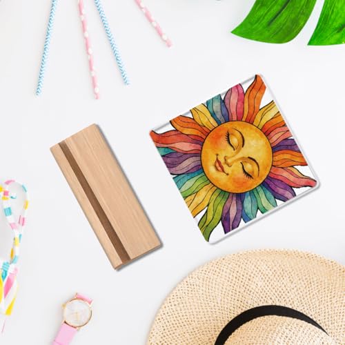 Image of Summer Sunshine Gifts, Inspirational Sun Sunshine Acrylic Sign Desk Decor, Pop Smiles Wooden Block Sign Decorations for Home Office Girls Dorm Room Nursery Playroom Tabletop Shelf Decor