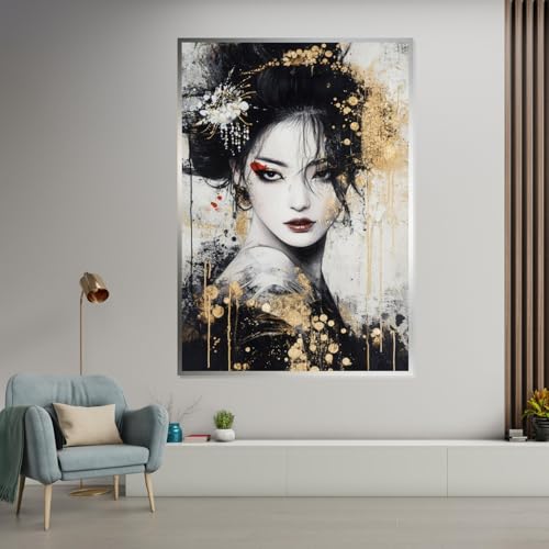 Portrait élégant de femme pour habiller un grand mur blanc