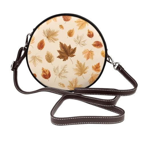 Sac à bandoulière rond feuilles d'automne pour vos sorties en ville et balades citadines
