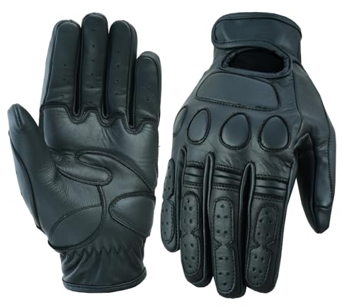 SARACHA Men’s Summer Motorcycle Gloves – Lightweight Perforated Leather Riding Gloves with Reinforced Palm, Breathable F - Detailed View