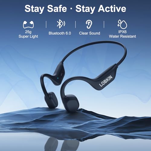 LOBKIN Bone Conduction Headphones, Open Wireless Bluetooth 6.0 with Magnetic IP67 Waterproof Earphones Running Headphones, Ultra-Lightweight Sports Earbuds for Gym Workout Cycling (Black) - Image 3