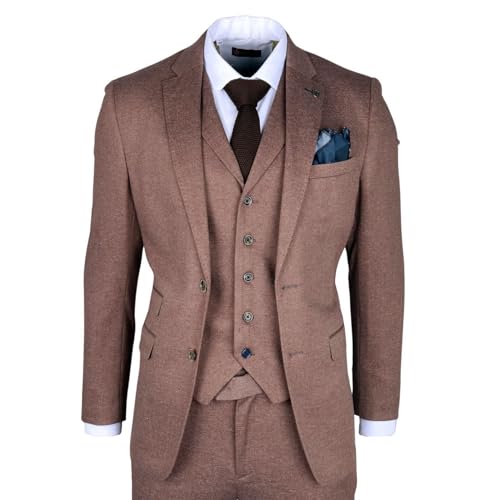 TruClothing Men's Suit 3 Piece Brown Wedding Formal Dress3