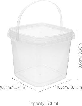 Cabilock Square Ice Cube Bucket with Lid 3.15 Inch Thickened Mini Clear Plastic Ice Storage Container for Cream Yogurt Jam Freezer Use