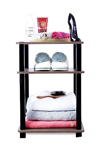 Image of Ash & Roh 3-Tier Turn-N-Tube End Table-MDF Engineered Wood Side Table- Nightstand with Storage Shelf for Living Room, Bedroom. (3-Tier End Table)