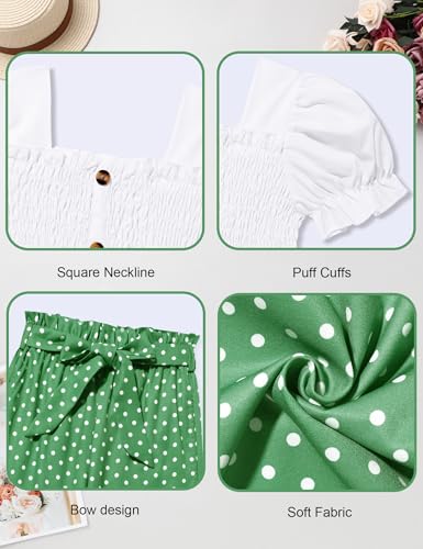 Image of Girls Clothes Solid Color Square Collar Stretch Top and Wide Leg Pants Clothes for Teen Girls 6-14Y