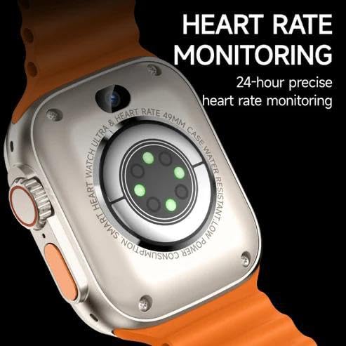 Image of SE HUB Smart Watch with 4G /5G SIM AMOLED Display, Bluetooth Calling, SpO2, Heart Rate Monitoring, Video Calling, 4GB+64GB Storage Long Battery Life 49 mm for Men & Women- Orange & Black Strap
