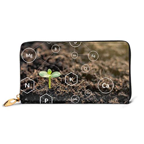 Preisvergleich Produktbild JHGFG Mode Handtasche Reißverschluss Brieftasche Sämlinge üppig reichlich lehmige Böden haben Telefon Kupplung Geldbörse Abendkupplung Blockieren Leder Brieftasche Multi Card Or. En