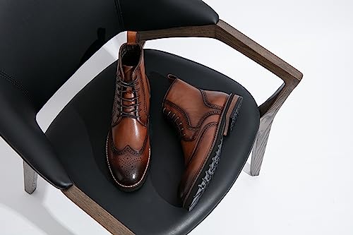 Image of Jousen Mens Boots Premium Leather Cap Toe Casual Boots Chukka Dress Boots for Men