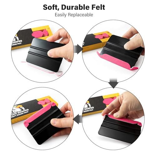 Image of Gomake Vinyl Squeegee Buffer 30PCS Pre-Cut Felt for Window Tint Wet or Dry Vinyl /PPF Application (Pink)