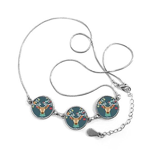 Collier pendentif rond Noël Elk avec cloche et béquille festive de DIYthinker