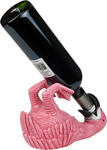 Foto von BRUBAKER Weinflaschenhalter durstiger Flamingo - Flaschenhalter Trinkende Tiere - Flaschenständer lustig - Rosa Vogel Deko Figur Handbemalt Bar Weinzubehör - Witzige Dekoration Wein Geschenk