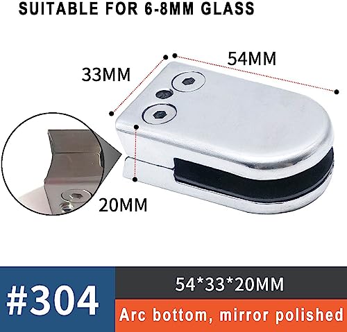 Abrazadera de suelo en acero inoxidable pulido forma D s para paneles de vidrio de 8 piezas 3
